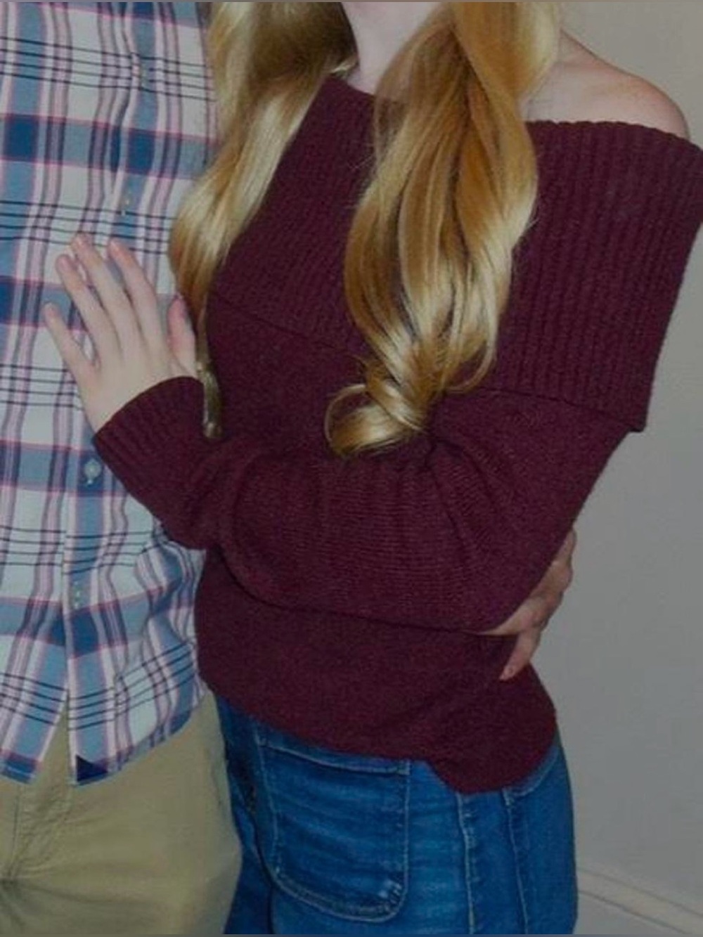 Burgundy off the shoulder sweater